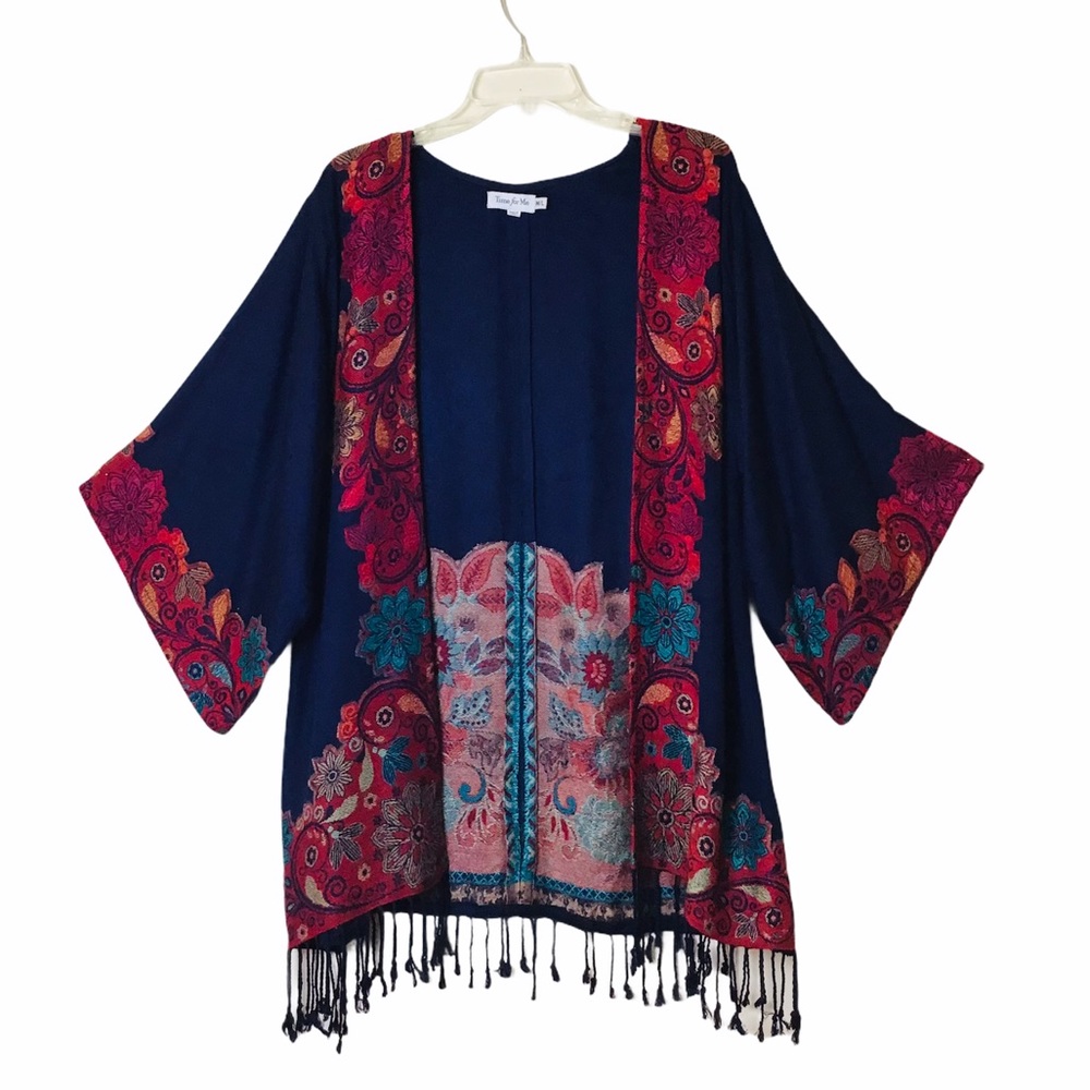 Floral Print Blue kimono